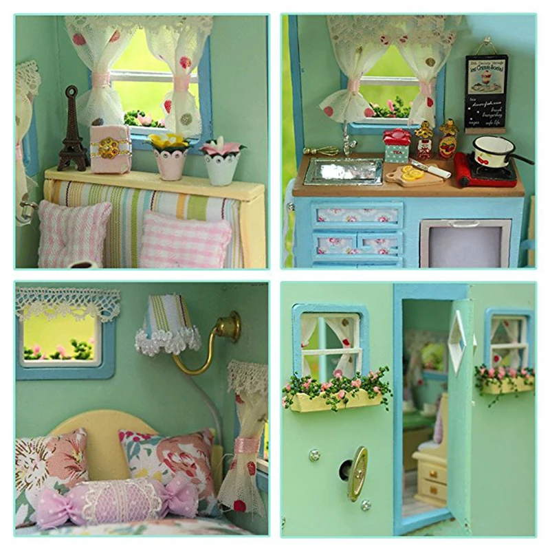 DIY Doll House Wooden Doll Houses Miniature dollhouse Furniture Kit Toys for Children Gift Time travel Doll Houses A-016
