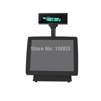 

new stock 15" 5 wire resistive all in one touch pos systems pos Machine with VFD customer display