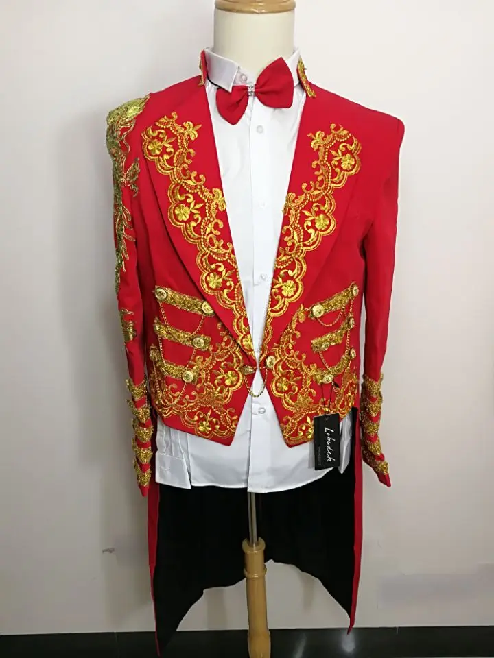 Мужские Свадебные пальто для жениха, выпускного, длинная куртка, белый плащ tuexdo, танцовщица, певица, шоу, ночной клуб, Волшебная уличная тонкая одежда - Цвет: red