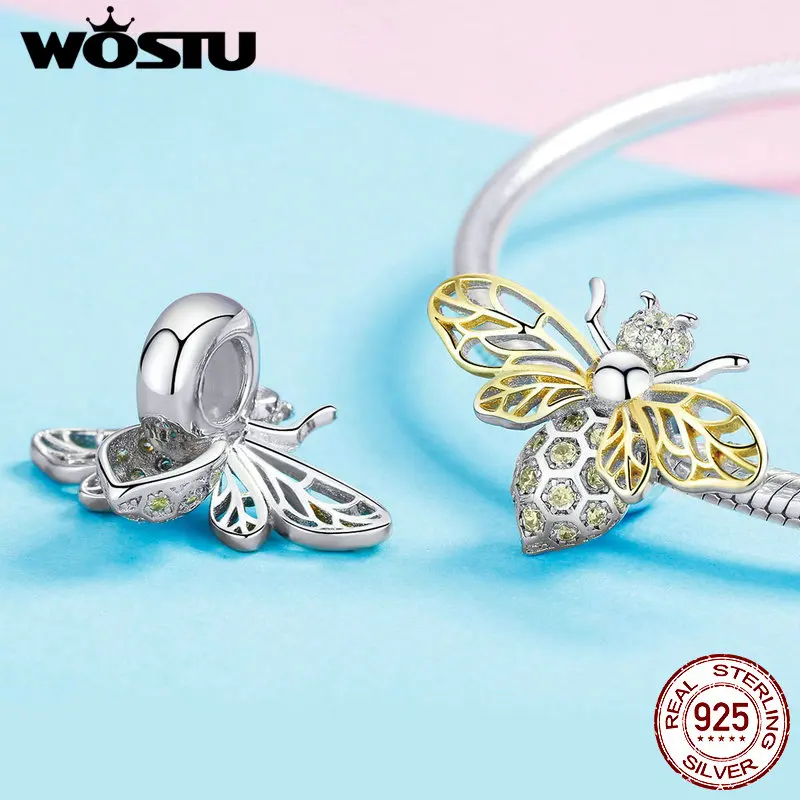 Женский браслет WOSTU из стерлингового серебра 925 пробы с подвеской в виде животных