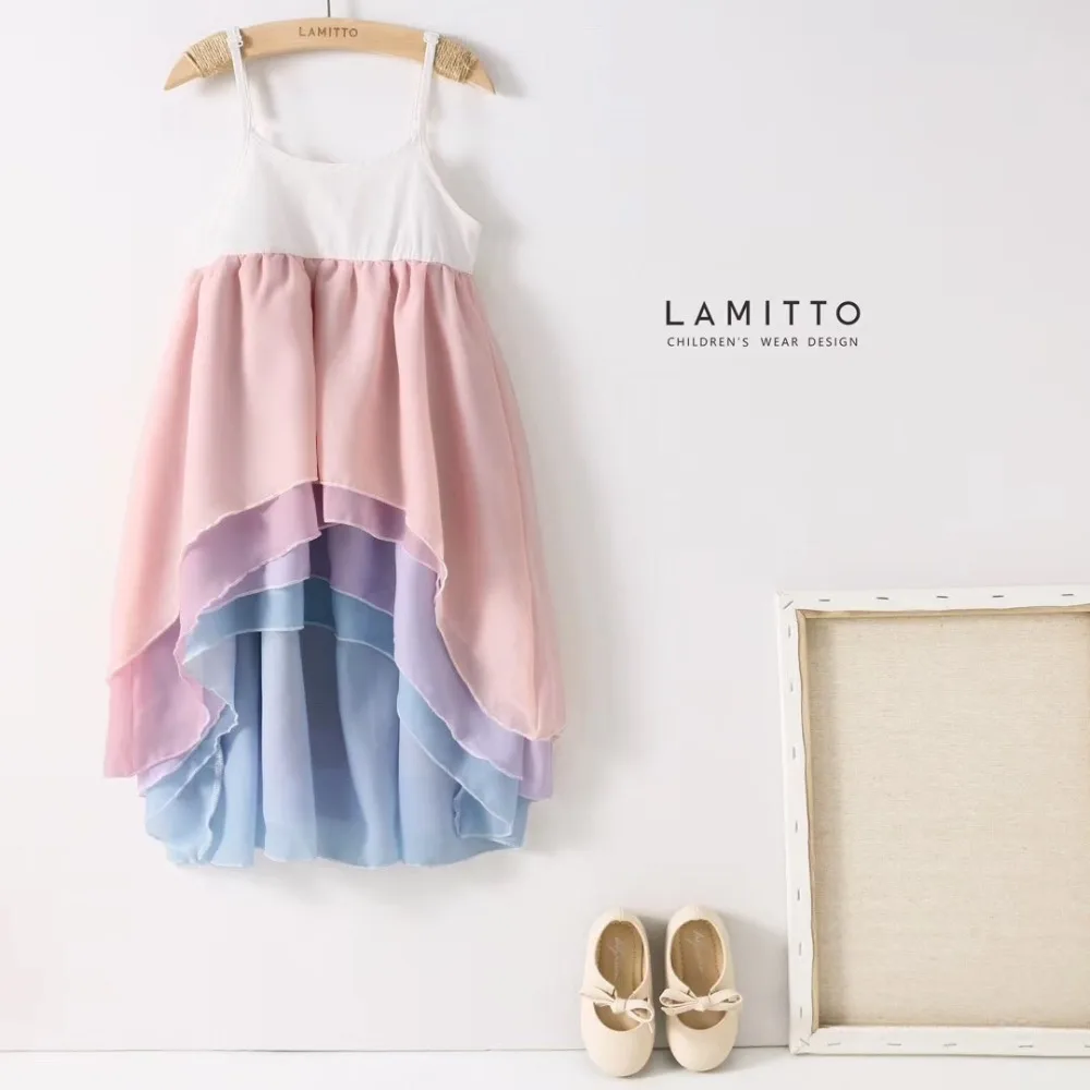 Летнее платье для девочек Хлопковое шифоновое лоскутное платье ярких цветов для девочек