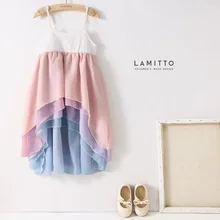 Летнее платье для девочек Хлопковое шифоновое лоскутное платье ярких цветов для девочек