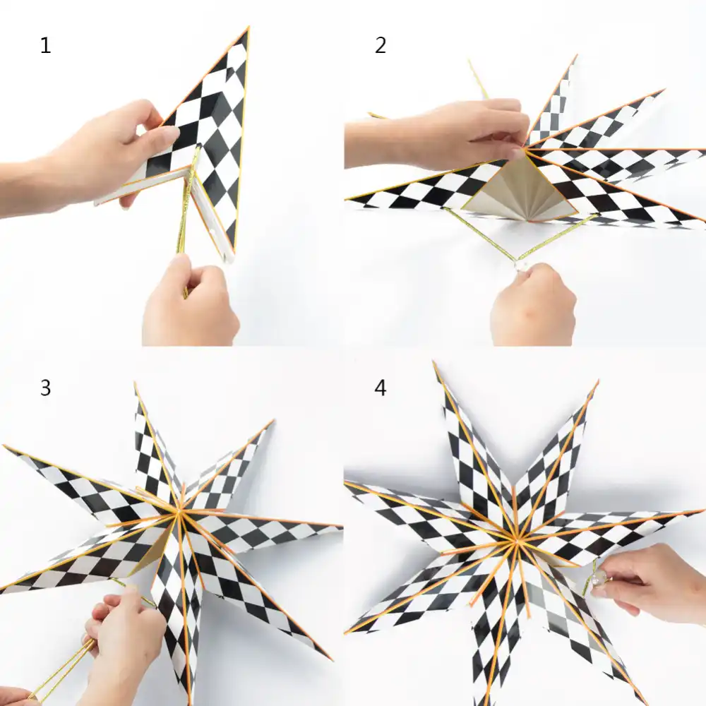 Detail Feedback Questions About 1pc 40cm Black White Geometric Paper 1pc 40cm Black White Geometric Paper Star Lantern Seven Angle Wedding Christmas Room
