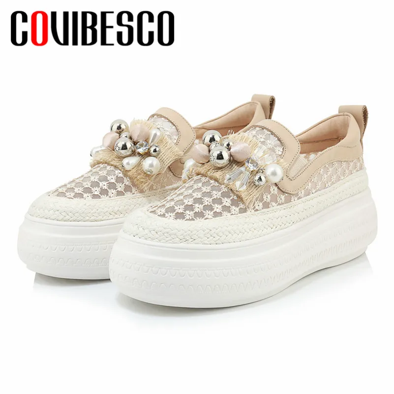 

COVIBESCO 2019 Summer Comfortable Breathable Mesh Women Flats Round Toe Flats Platforms Casual Shoes Woman Fashion Sweet Loafers