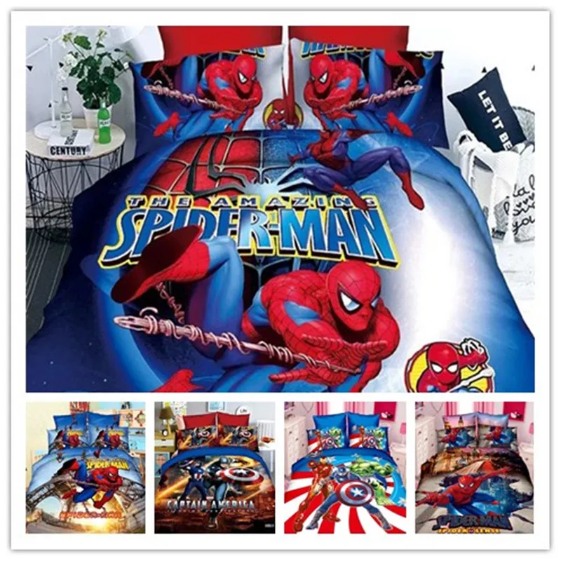

amazing super hero cartoon duvet cover set twin size children bed linen set
