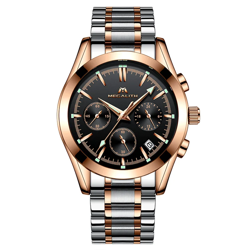 MEGALITH мужские часы лучший бренд класса люкс кварцевые часы нержавеющая сталь Хронограф Военная Униформа спортивные наручные часы Relogio Masculino