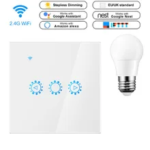 Smart Dimmer Light Switch 220V EU Glass Panel Wireless Remote Touch Control WiFi Light Switch Works With Google Home Alexa IFTTT Smart Dimmer Light Switch 220V EU Glass Panel Wireless Remote Touch Control WiFi Light Switch Works With Google Home Alexa IFTTT