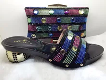 Black color Hot Sale African Wedding Shoes And Bag Set Fashion Adult font b Women b