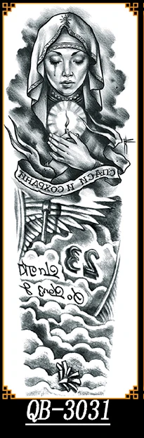 Водонепроницаемая временная татуировка наклейка полная рука большой размер Старая школа крутая девушка тату рукав флэш-тату поддельные татуировки для мужчин и женщин - Цвет: QB-3031