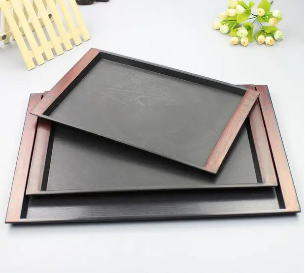 Japanese style rectangle plate pallet quality black plastic tray slip