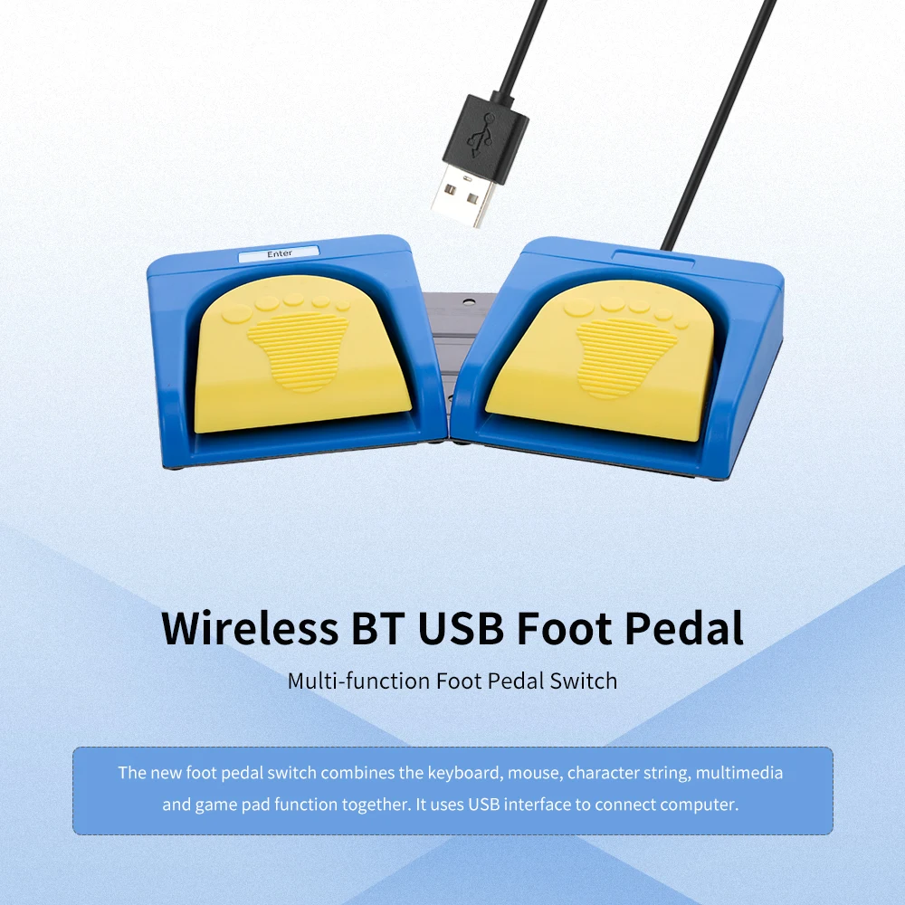 Беспроводная Bluetooth USB 2 ножная клавиатура переключатель с управлением