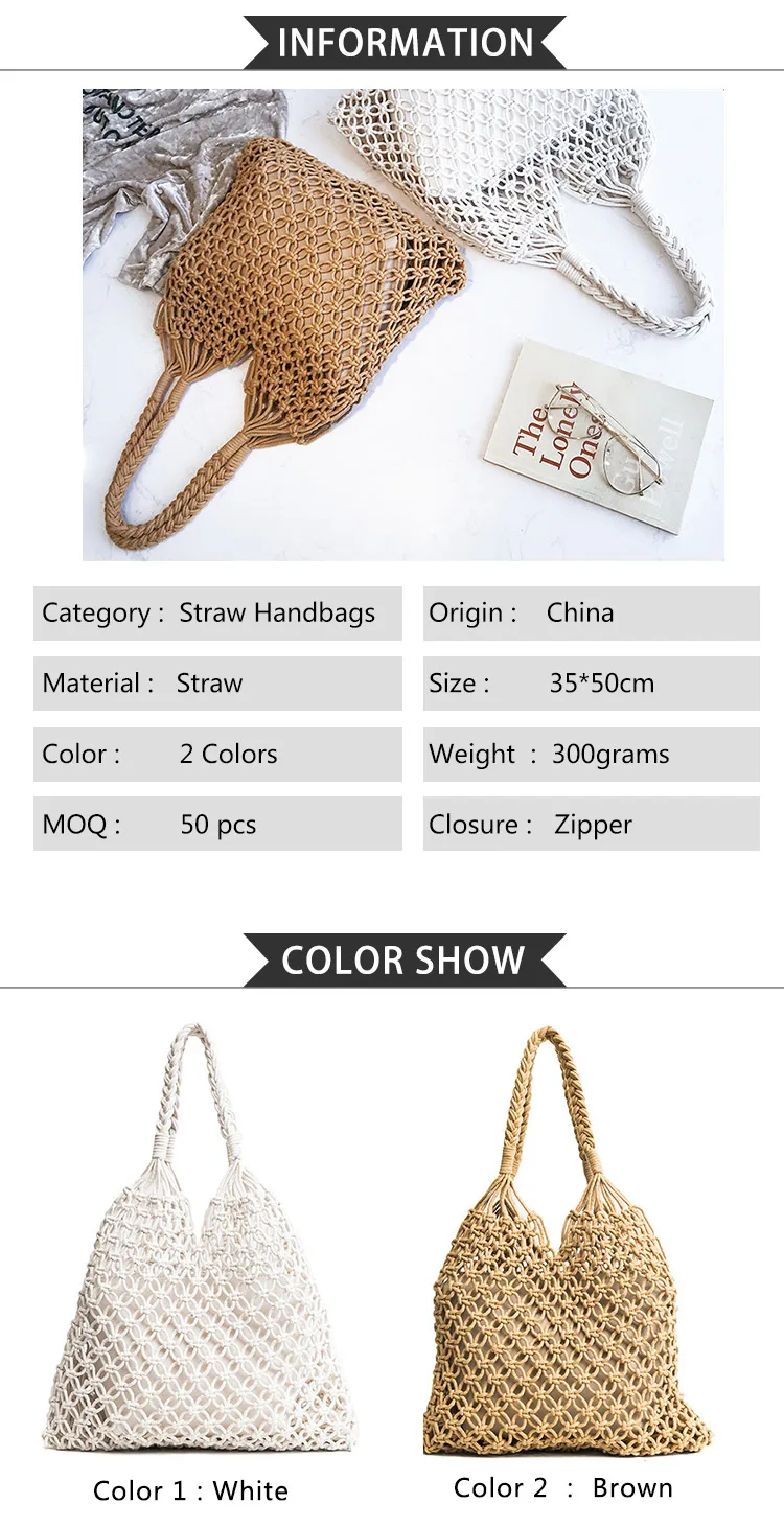 Decoration Crochet Handbags Women Straw Women'S Bag