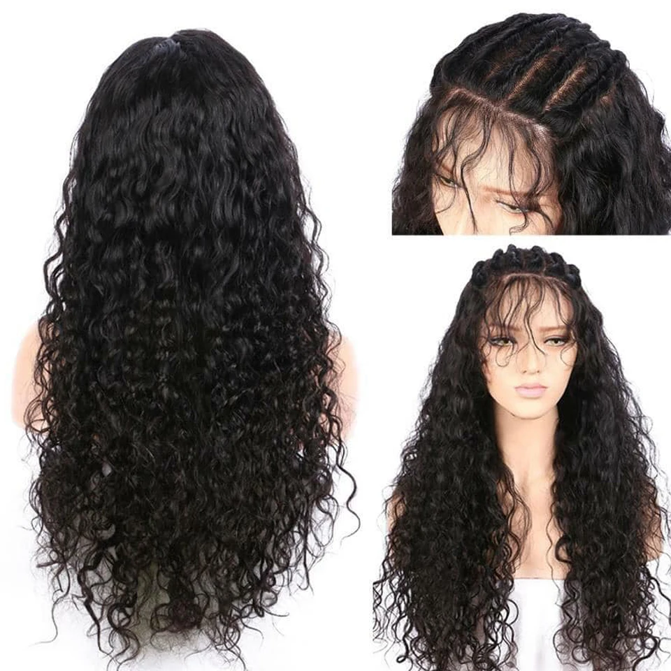 

Malaysian Water Wave Lace Closure Wig Remy Size 4*4 Lace Closure Human Hair Wigs Pre Plucked Human Hair Wig May Queen