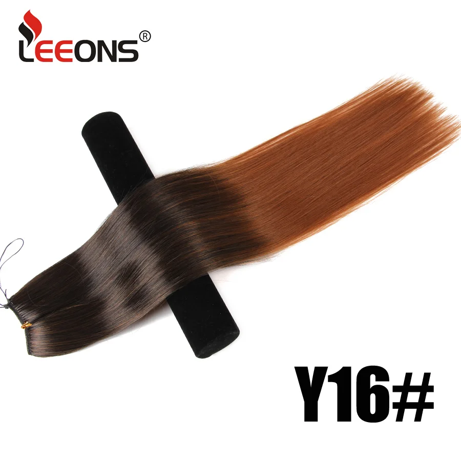 Leeons синтетические волосы для наращивания на заколках, термостойкие длинные волосы для наращивания, Омбре, коричневые волосы, набор для женщин, шиньон, 2 стиля, 22 дюйма - Цвет: Y16