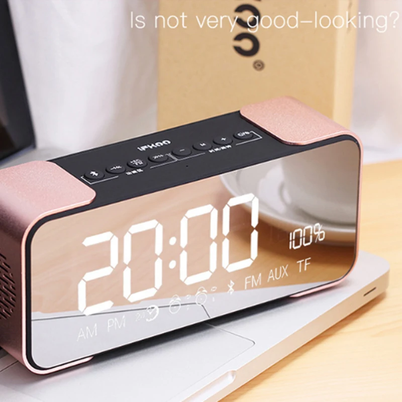 

LED Clock Nightstand Digital Bedside Alarm Clock with Bluetooth Speaker Wireless Stereo Sound Speaker Built-in Micro SD Card