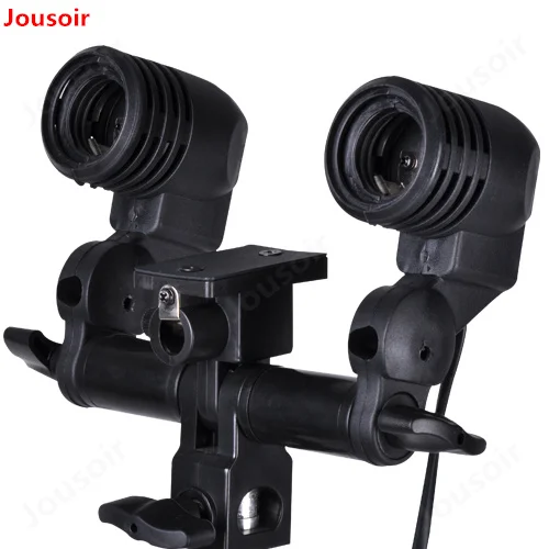 Photographic-Accessories-Continuous-lighting-E27-Double-Bulb-Holder-Flash-Lamp-Bulb-Light-Stand-Mount-Umbrella-Bracket