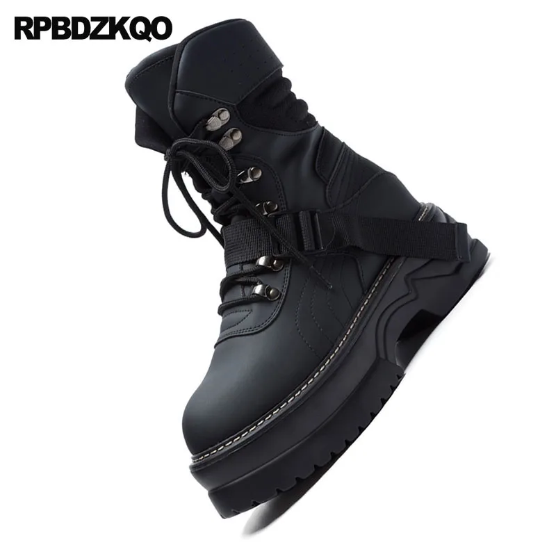 Luxe Plate Femmes Cheville Chaussures Grand Noir Taille Combat 41 De Rond Talon Flatform 10 forme Noir Dentelle Militaire blanc Bout Muffin Bottes Jusqu'à Moyen A8fzq