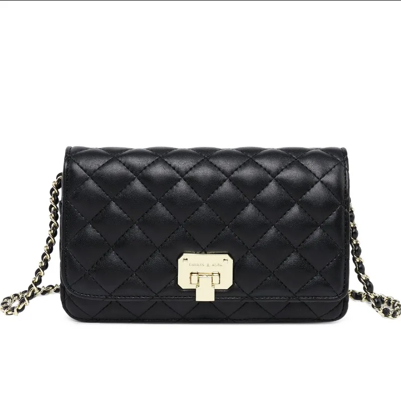 

2019 New Diamond Lattice Chain Shoulder Messenger Bags Black Solid Women Purse and Handbags Clutch Flap Crossbody Bag Sac A Main
