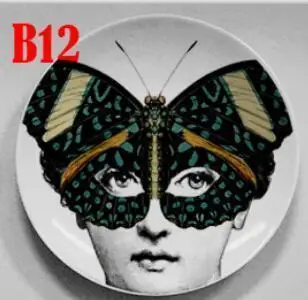 L Черно-белые тарелки Fornasetti, домашнее украшение, рождественские украшения для ужина, декоративная настенная посуда, китайские настенные тарелки - Цвет: L