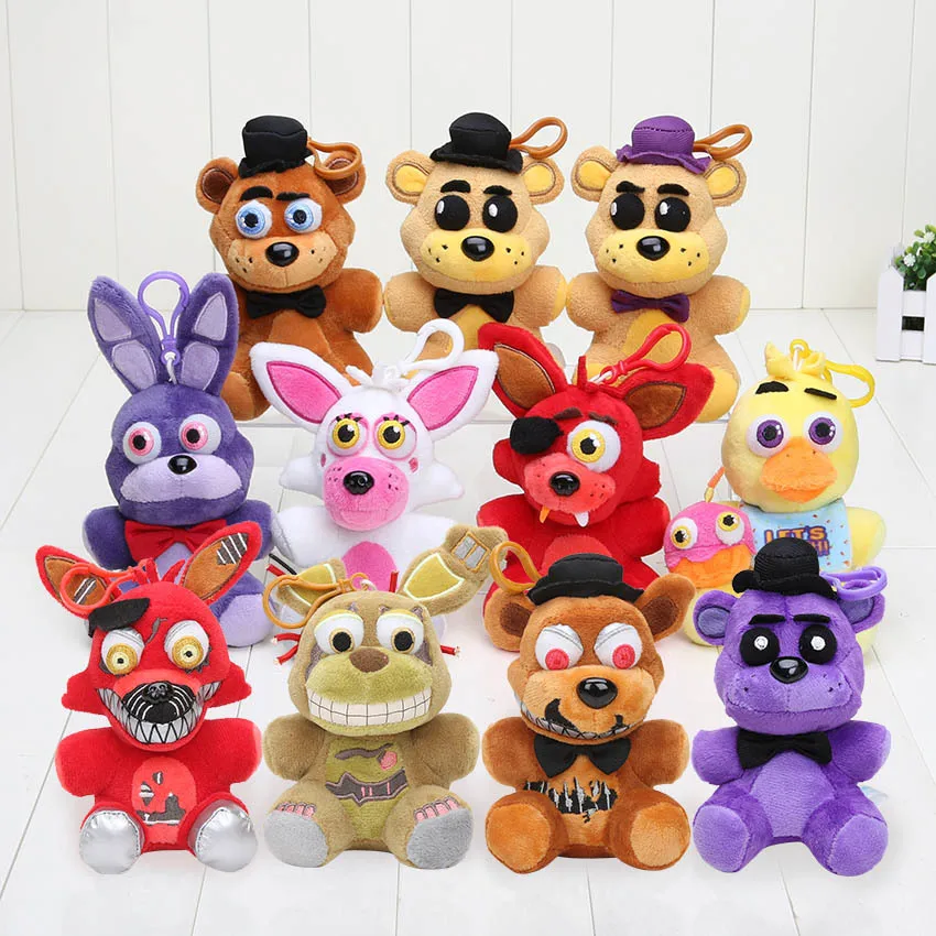 

800pcs/lot 14cm Five Nights At Freddy's FNAF Mangle Foxy Chica Golden Freddy Nightmare Fredbear Keychain Pendant Plush Toys