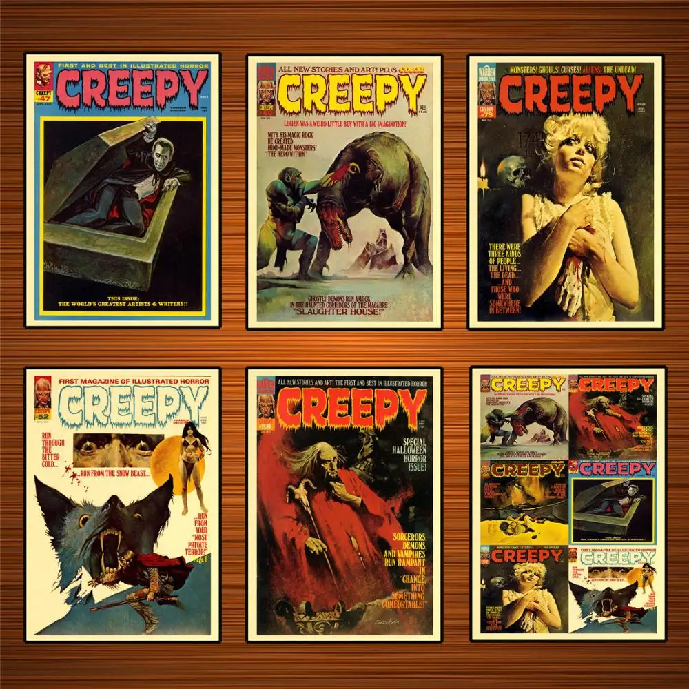 

Vintage 1970s Horror Comics Poster Creepy Kraft Posters Classic Canvas Paintings Wall Stickers Home Decor Gift