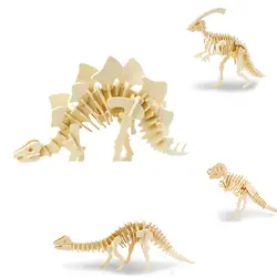 Забавные 3D деревянные динозавры игрушки Макет скелета динозавра головоломка DIY деревянная развивающая игрушка для детей Детский пазл