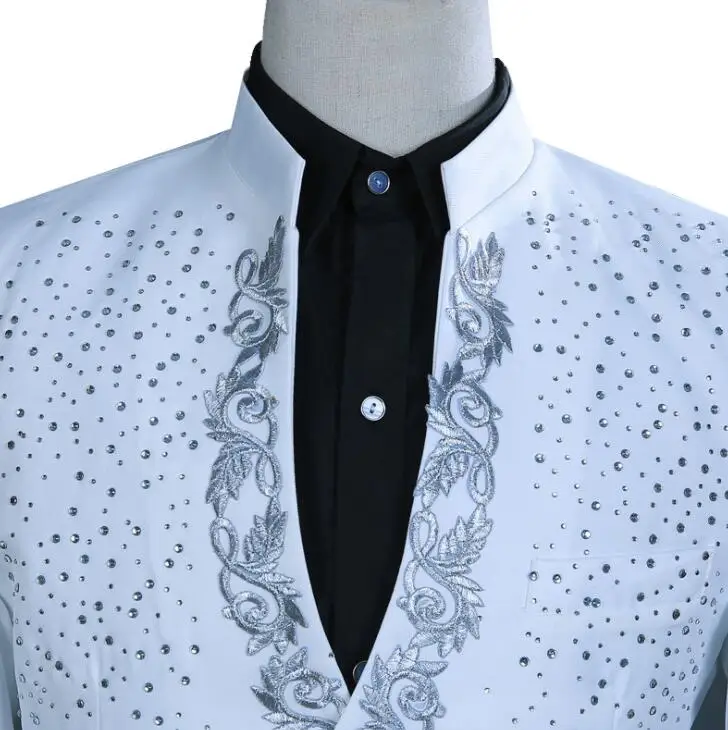men suit set with pants mens wedding suits new arrival Hot flower hot drilling stand collar formal dress men's groom suit men suit set with pants mens wedding suits new arrival Hot flower hot drilling stand collar formal dress men's groom suit