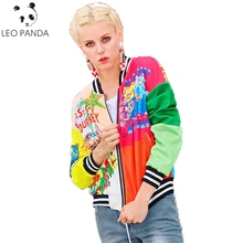 Новые весенние модные короткие женские куртки с длинными рукавами и принтом в виде букв с круглым вырезом однобортные свободные куртки C 205