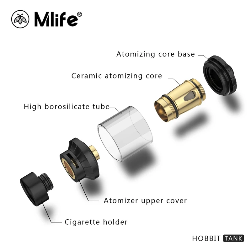 Оригинальный атомайзер Mlife Hobbit Tank электронная сигарета испаритель клиромайзер