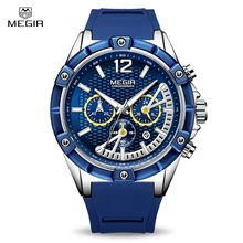 MEGIR Relógios dos homens Cronógrafo De Quartzo Analógico Esportes Militares Relógio Masculino Silicone Man Band Relógio de Pulso Relogio masculino