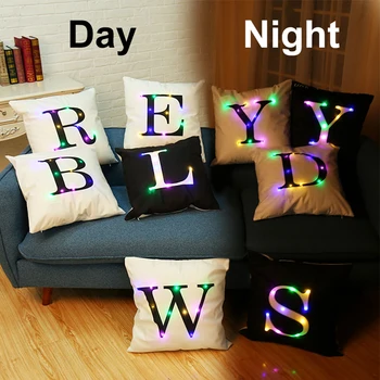

Letter Pattern LED Light Luminous Decorative Cushion Pillowcase Throw Pillow For Sofa Car Chair Hotel Home Decor