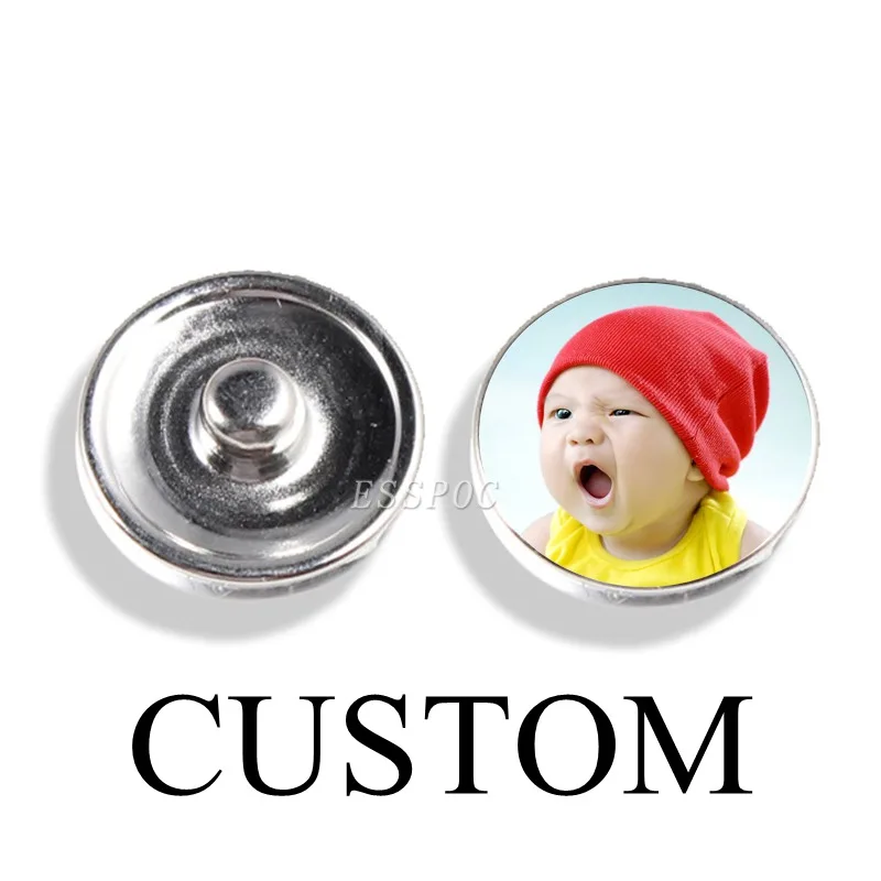 

1pcs Custom 18mm Photo Glass Cabochon Snap Buttons Diy Snap Jewelry for Customize Handmade Charm Bracelet Craft Supplies