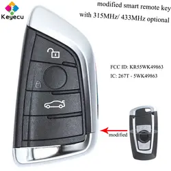 KEYECU модифицированный умный пульт дистанционного управления автомобильный ключ с 3 кнопками мГц 434/315 мГц-FOB для BMW серии F CAS4 +/FEM FCC ID: KR55WK49863