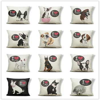 

Lovely Bull Terrier Beagle Cushion Covers Boston Terrier Boxer Dog Pillow Cases Bulldog Cat Chihuahua Doberman Home Decor