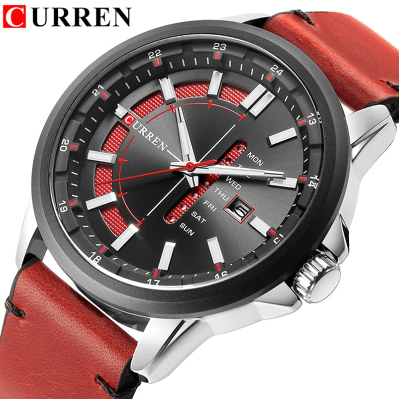 

CURREN Brand Men's Sports Watch Men Casual Quartz Watches 30M Waterproof Leather Band Calendar Clock Relogio Masculino