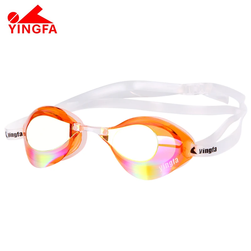 Новинка, Спортивные профессиональные мужские и женские противотуманные очки с защитой от ультрафиолета, очки для плавания, зеркальное покрытие, водонепроницаемые очки для плавания - Цвет: Оранжевый