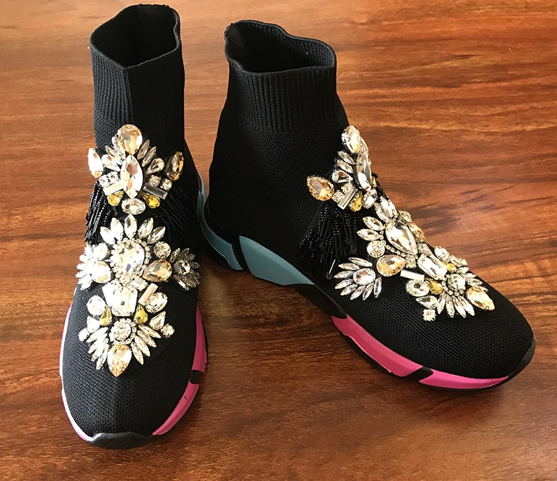 Cristal meias tênis feminino com cristais strass