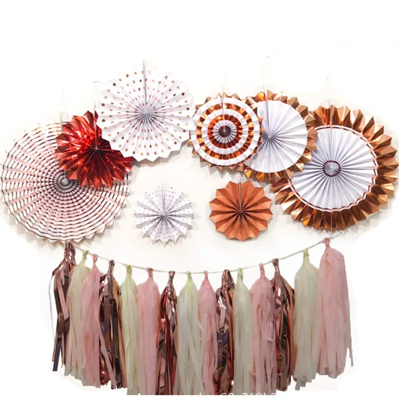 8pcs Unicorn Birthday Party Decor Cartoon Paper Fans Holografic Shine Girl Party Supplies Pink Blue Purple White PAT79 (11)