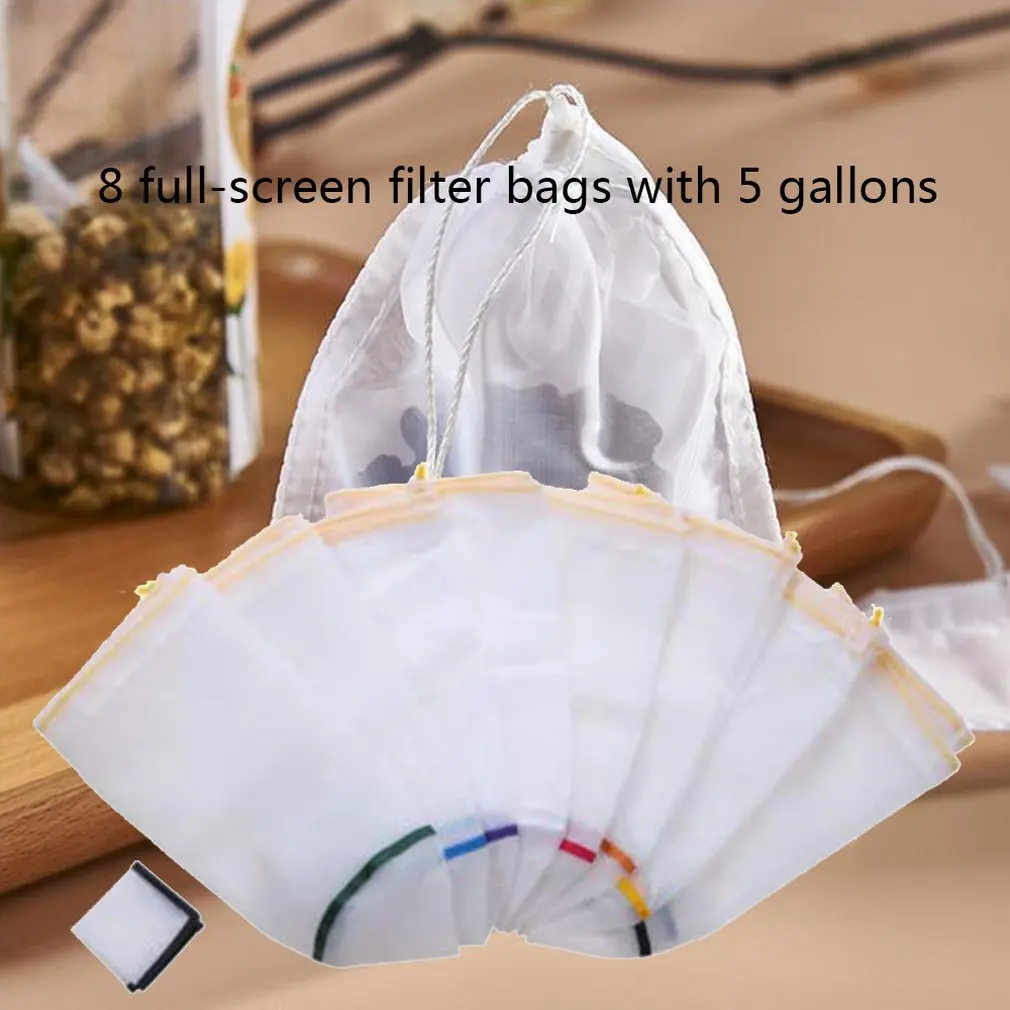 

8 Pack 1 Gallon Full Net Filter Bag Gallon Bag Hash Resin Rose Oil Extractor Filter Kit