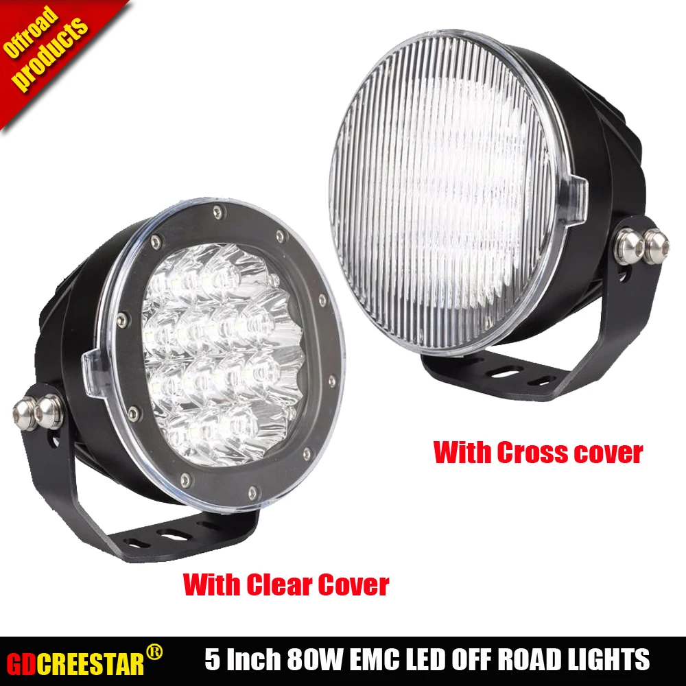 

Round Black 5inch 80W led work lights 4x4 off road spotlights Car accessories 12V 24V led driving lights x1pc