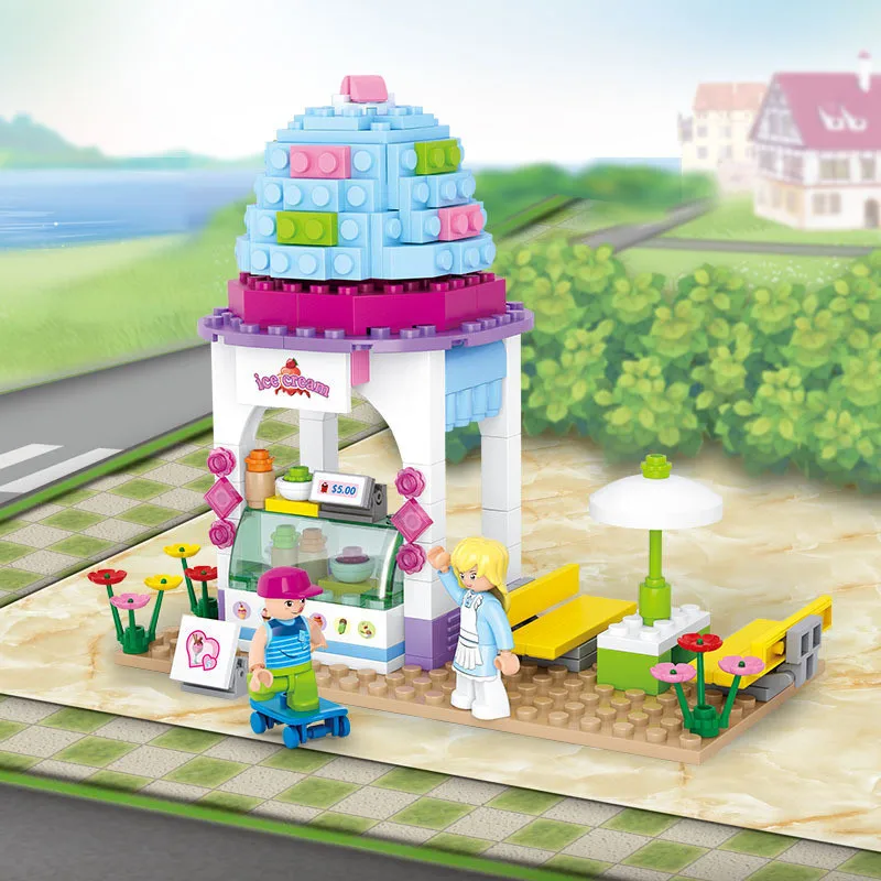 

SLUBAN 205Pcs Legoings Friends Building Blocks Girl Dream Ice Cream Shop Model Building Toys For Children Christmas Gift