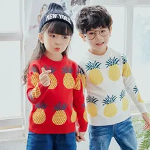 Новые осенние детские свитера с рисунком ананаса; маленький вязаный свитер для мальчика и девочки; милая вязаная одежда для малышей; пуловеры для детей; X248