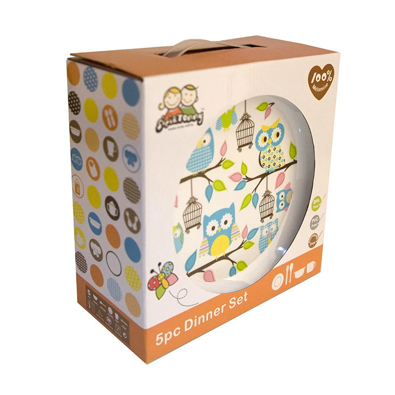 Baby Feeding Dishes Set Bowl Plate Forks Spoon Cup Children's Tableware Melamine Dinnerware Feeding Set For Kids Dishes Plate (1)