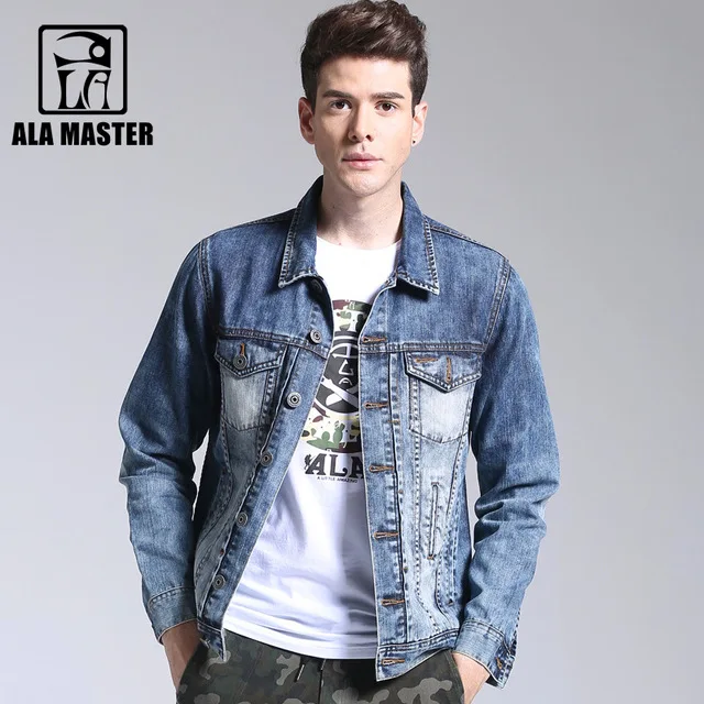 A LA MASTER Fashion Men Denim Jacket Spring Autumn S XXXL Classic Male ...