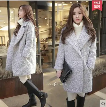 

Office Lady Loose Women Woolen Short Coat Turn-down Collar Women's Jacket Covered Button Solid Cashmere Coat and Jacket