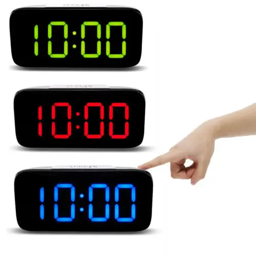 New Large LED Digital Alarm Snooze Clock Voice Control Time Display 5/" Screen
