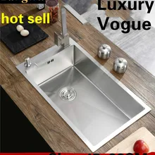 Роскошная кухонная ручная раковина одинарная мойка для мытья овощей, стандарт 304, нержавеющая сталь,, 45x38 см