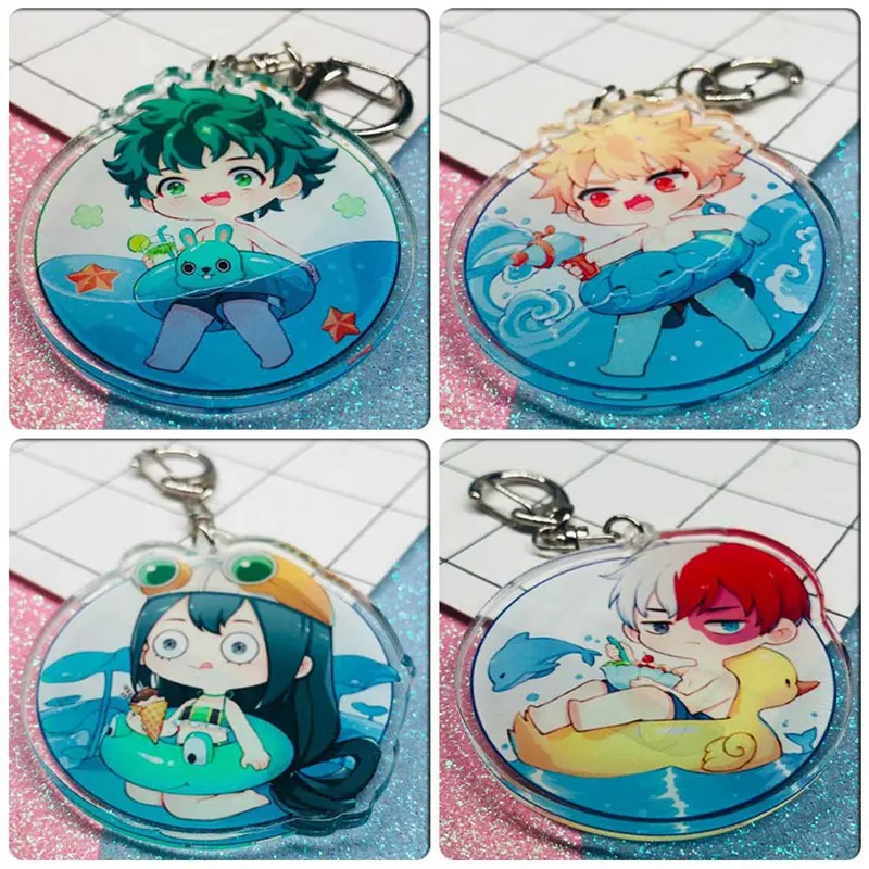 1 шт. мой герой резиновый брелок Аниме Boku lzuku Midoriya Todoroki металлическими подвесками