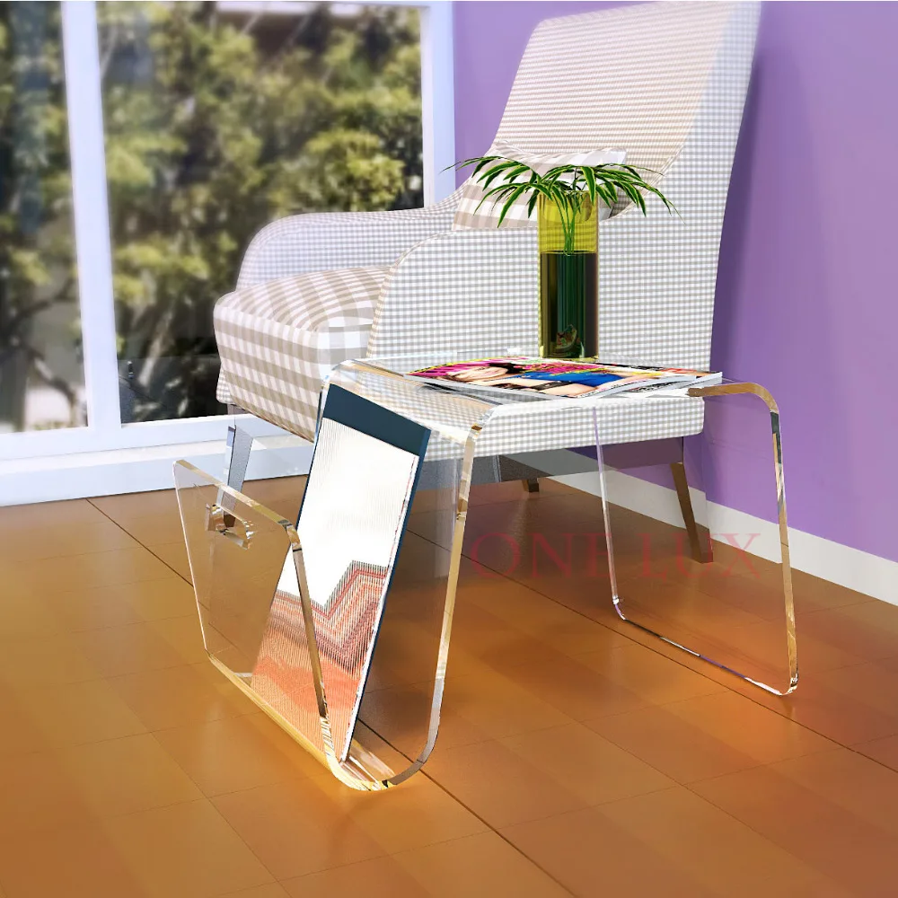 ONELUX 2017 New Designed Acrylic coffee tea table,Lucite magazine sofa beside tables