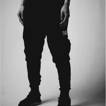 Мужские штаны для бега, черные обтягивающие байкерские джоггеры, повседневные эластичные спортивные мужские штаны с манжетами, спортивные штаны, шаровары, спортивные штаны в стиле хип-хоп